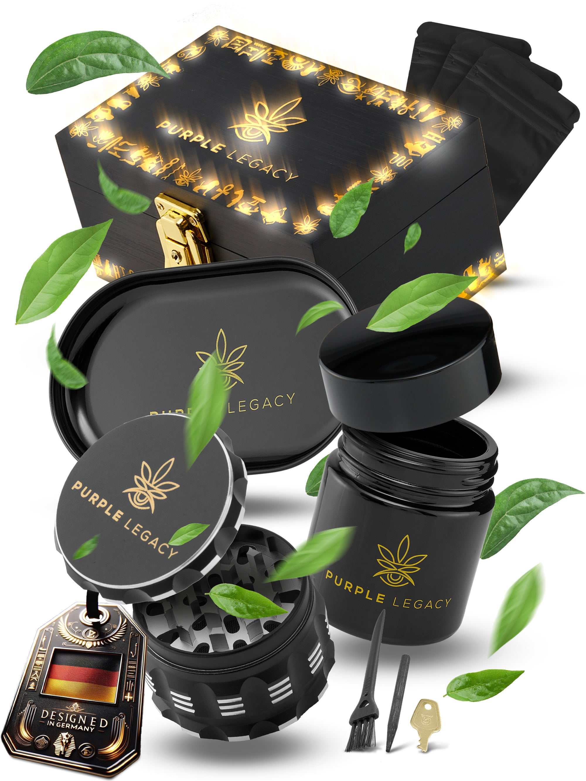 Set Scatola Grinder In Legno Con Lucchetto - 2 Barattoli Included, Per Erbe Essiccate - Accessori Completi - Foto 2