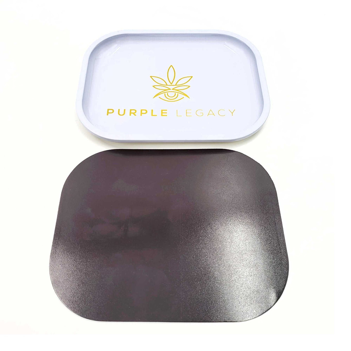 Rolling Tray Rolltablett 18cm x 14cm mit abgerundeten Kanten und Magnetischen Deckel für die Aufbewahrung von Zubehör in Weiß - PURPLE LEGACY SHOP