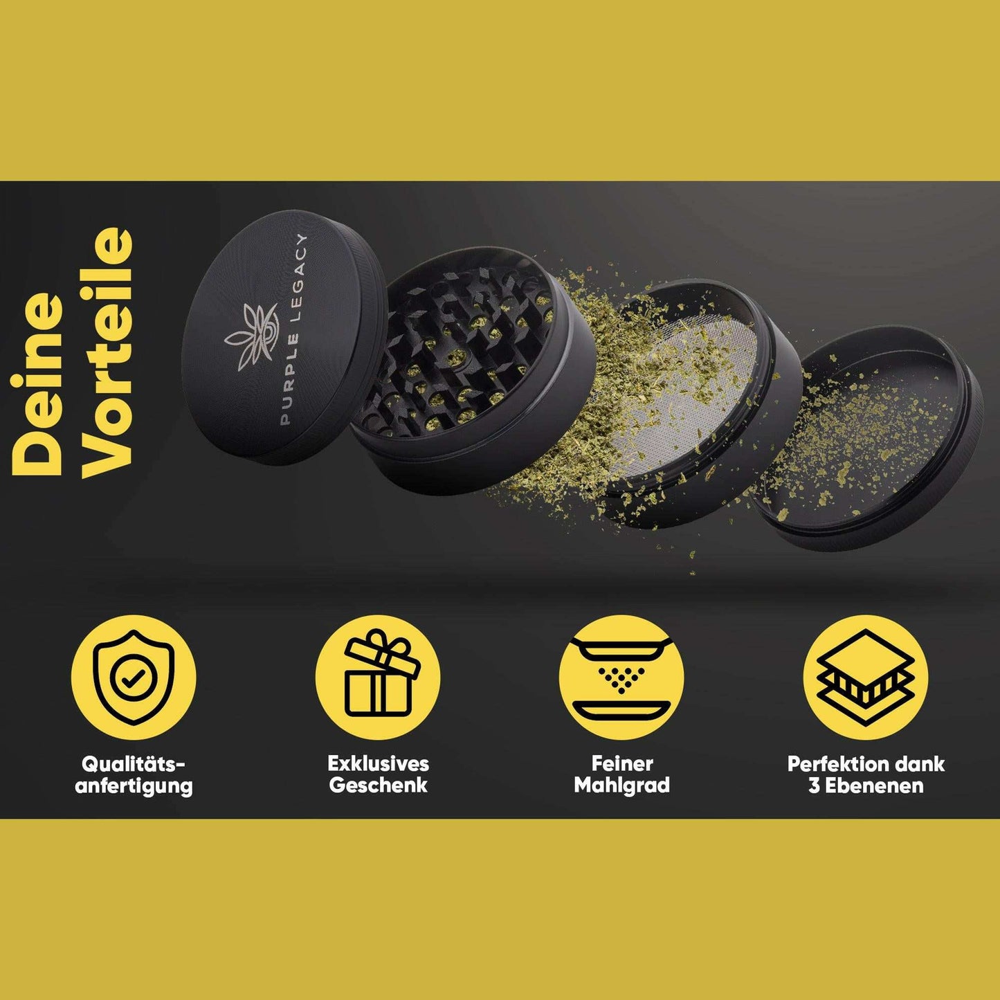 Grinder Set Scharfe Diamant-Form Zähne ø 50 mm 4-Teilig - PURPLE LEGACY SHOP