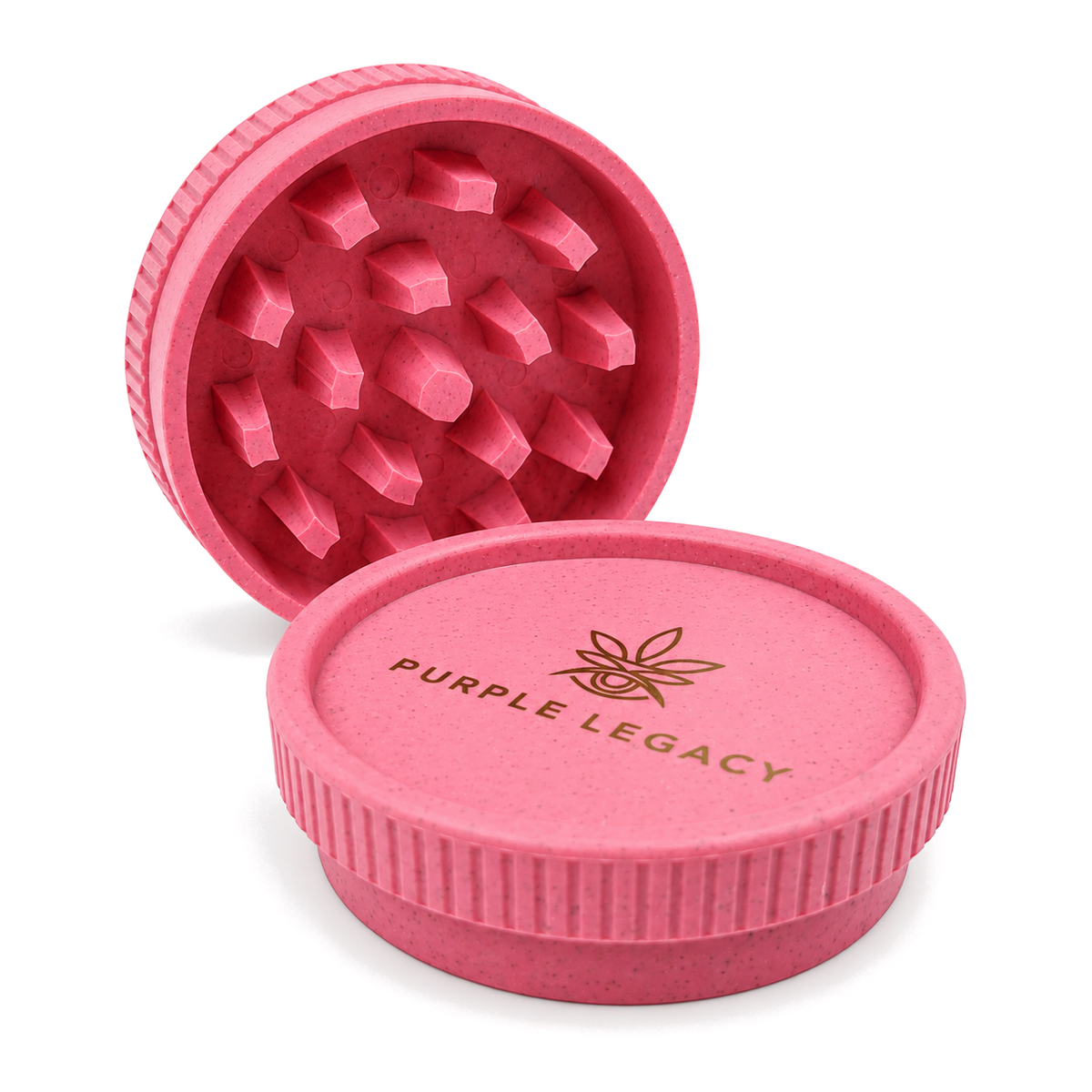 PURPLE LEGACY Grinder in Pink, zweiteilig, Ø 55 mm, auf weißem Hintergrund