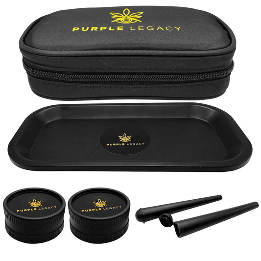 6 Teiliges Bio Grinder Set, Rolltablett, Joint Case - PURPLE LEGACY SHOP