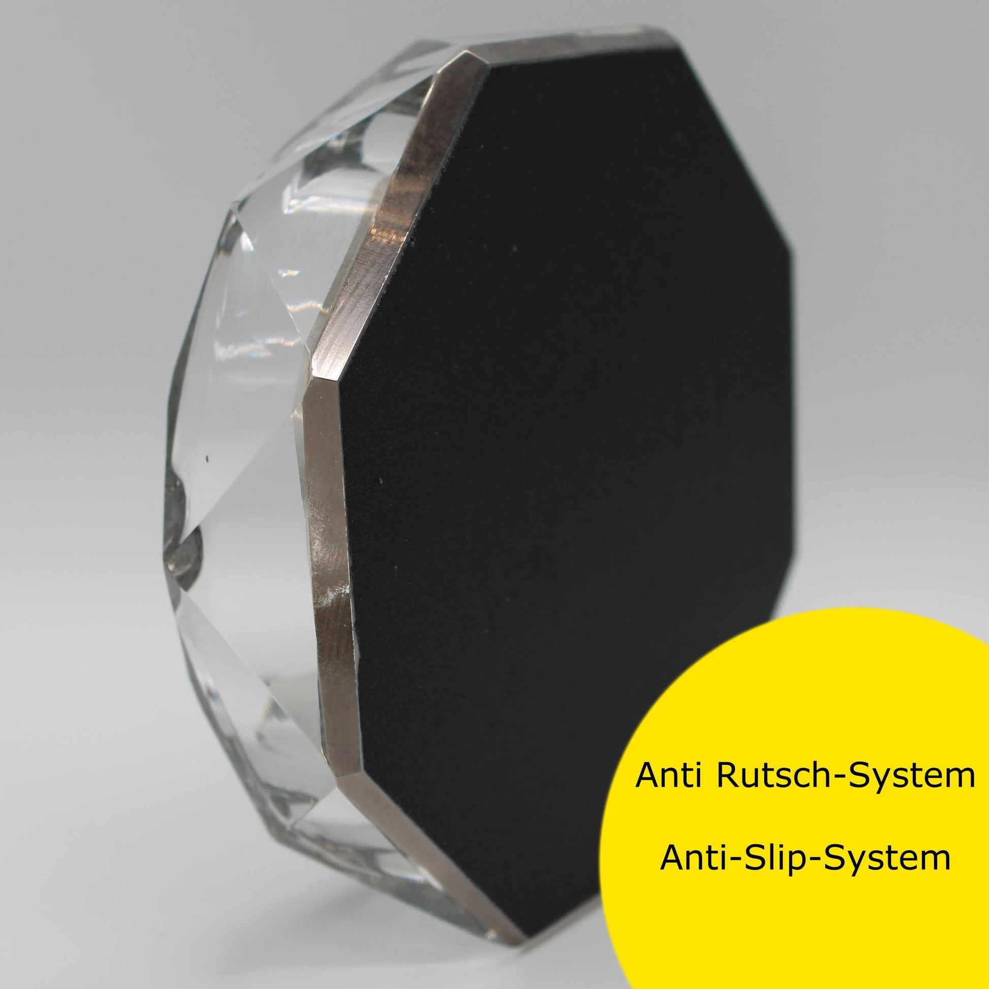 Aschenbecher Glas Groß Kristallglas - Dark Grey, Laser Gravur, 280g - Eleganter & Robuster cooler Aschenbecher Edel mit Antirutsch Boden Ash Tray - PURPLE LEGACY SHOP