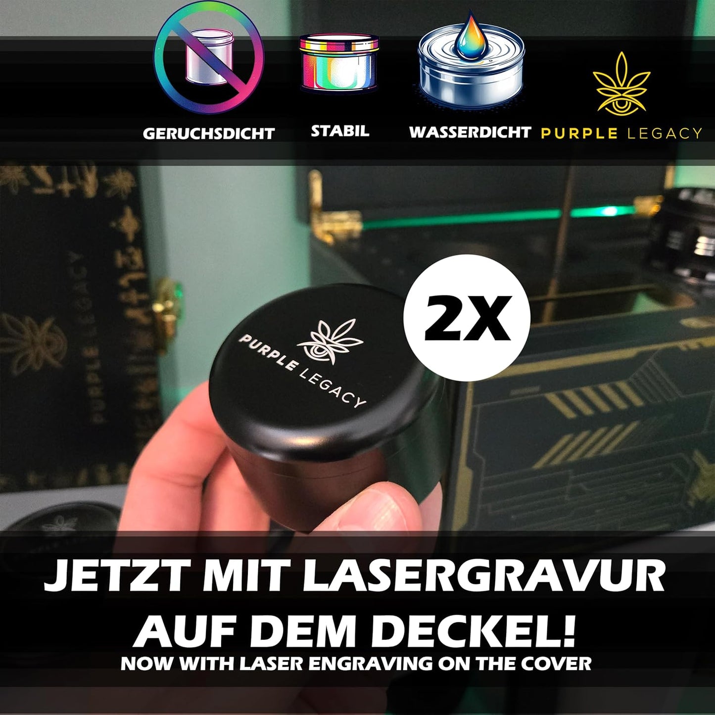 BUNDLE 2x Ultra leichte Stash Box Aluminium Dose 2x Joint Hüllen
