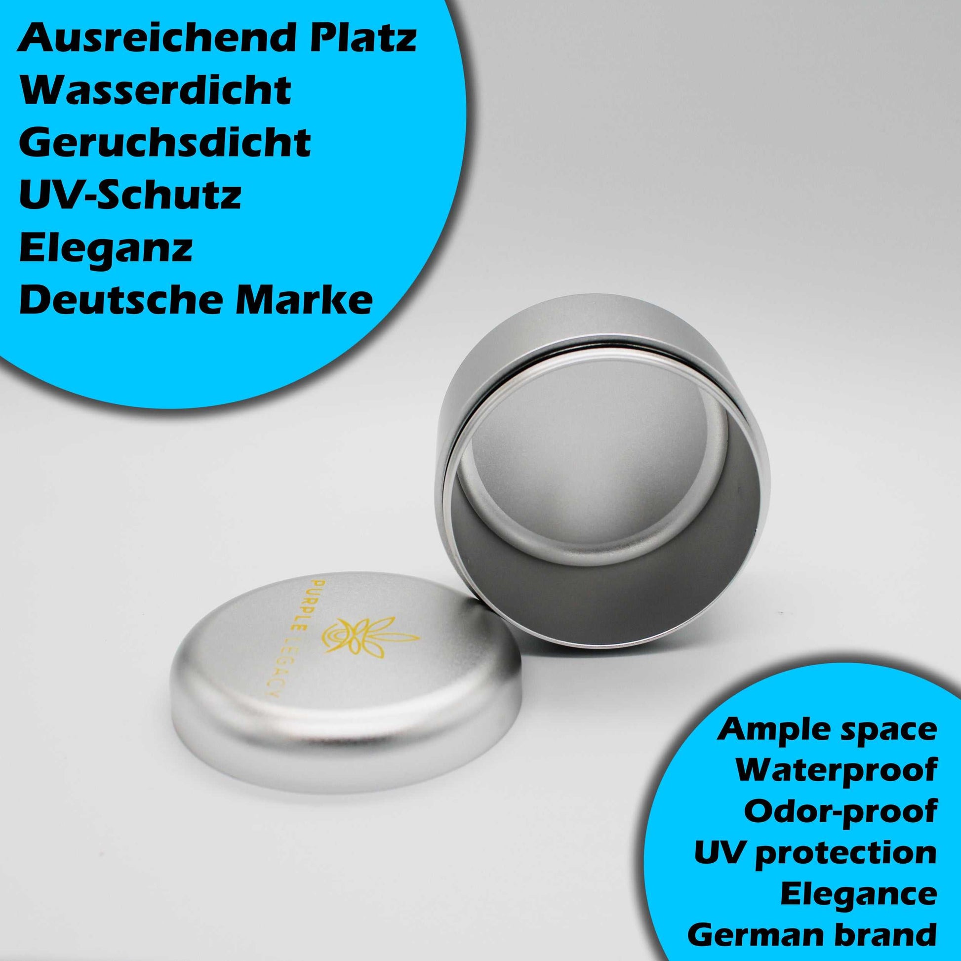 Großer Behälter aus Aluminium I Wasserdicht I Luftdicht I ø63x45mm - PURPLE LEGACY SHOP